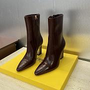 Fendi Arco Brown Hagfish Leather Ankle Boots - 6