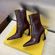 Fendi Arco Brown Hagfish Leather Ankle Boots - 5