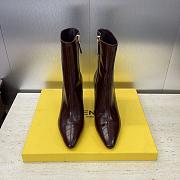 Fendi Arco Brown Hagfish Leather Ankle Boots - 3