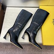 Fendi Arco Black Hagfish Leather Boots - 2