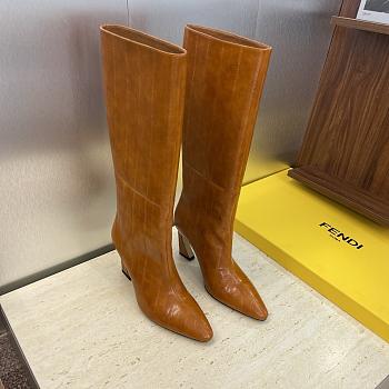 Fendi Arco Cognac Hagfish Leather Boots