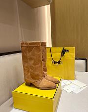 Fendi Minerva Cognac Suede High-heeled Boots - 1