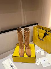 Fendi Minerva Cognac Suede High-heeled Boots - 5