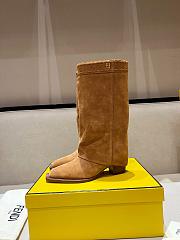 Fendi Minerva Cognac Suede High-heeled Boots - 2