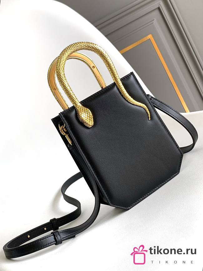 Blvgari Serpentine Tote Calf Leather Black - 13x17.5x5.5cm - 1