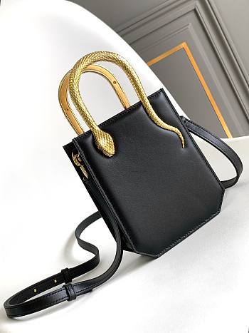 Blvgari Serpentine Tote Calf Leather Black - 13x17.5x5.5cm