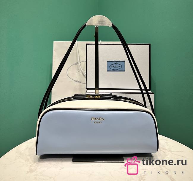 Prada Swing Smooth Leather Shoulder Bag Blue 1BC249 - 28x11.5cmx10cm - 1