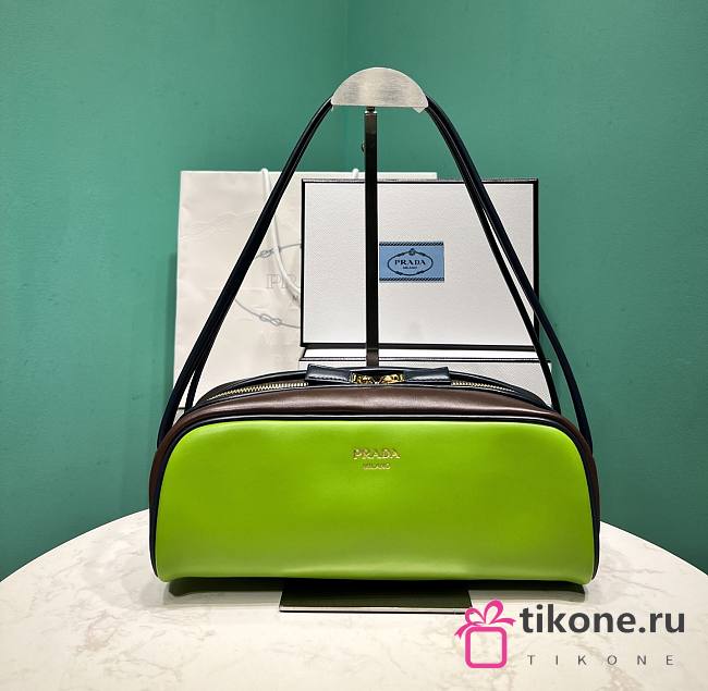 Prada Swing Smooth Leather Shoulder Bag Green 1BC249 - 28x11.5cmx10cm - 1