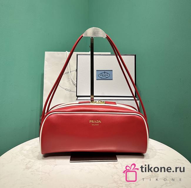 Prada Swing Smooth Leather Shoulder Bag Red 1BC249 - 28x11.5cmx10cm - 1