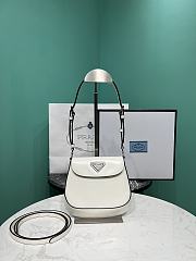Prada Cleo Small Brushed Leather Shoulder Bag With Flap White - 17x14.5x3cm - 1