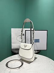 Prada Cleo Small Brushed Leather Shoulder Bag With Flap White - 17x14.5x3cm - 3
