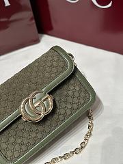 Gucci Go Small Shoulder Bag Green GG Suede - 21.5x14x9cm - 6