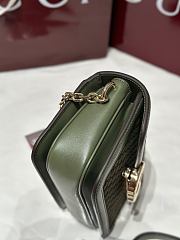 Gucci Go Small Shoulder Bag Green GG Suede - 21.5x14x9cm - 4