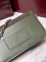 Gucci Go Small Shoulder Bag Green GG Suede - 21.5x14x9cm - 5