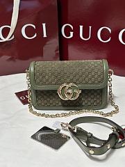 Gucci Go Small Shoulder Bag Green GG Suede - 21.5x14x9cm - 3