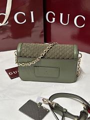 Gucci Go Small Shoulder Bag Green GG Suede - 21.5x14x9cm - 2
