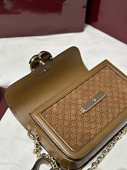 Gucci Go Small Shoulder Bag Brown GG Suede - 21.5x14x9cm - 5