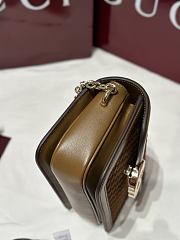 Gucci Go Small Shoulder Bag Brown GG Suede - 21.5x14x9cm - 4