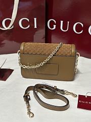 Gucci Go Small Shoulder Bag Brown GG Suede - 21.5x14x9cm - 3