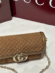 Gucci Go Small Shoulder Bag Brown GG Suede - 21.5x14x9cm - 2
