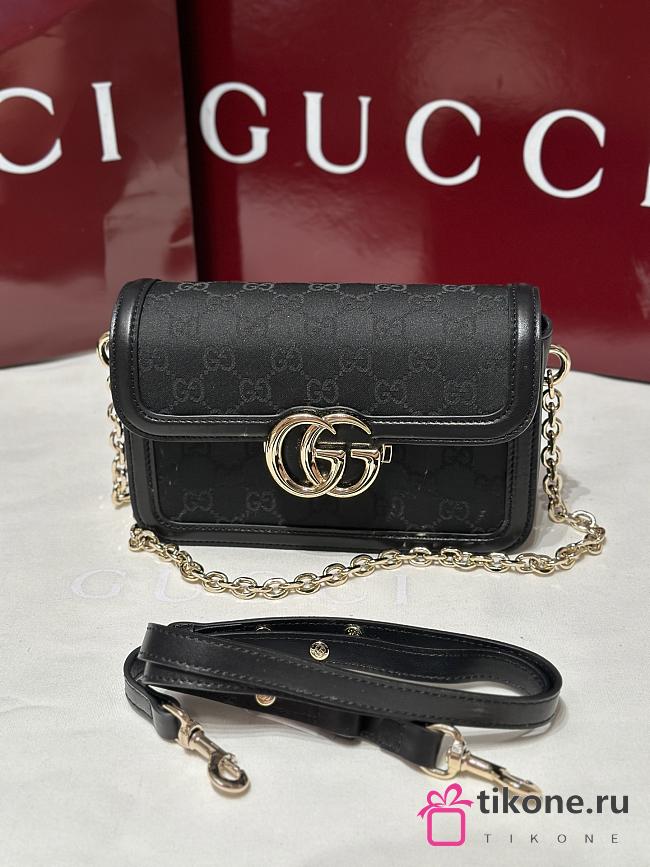 Gucci Go Small Shoulder Bag In Black GG Canvas - 21.5x14x9cm - 1