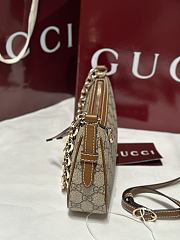 Gucci GG Emblem Small Shoulder Bag In Beige And Dark Brown Fabric - 24x16.5x5.5cm - 6