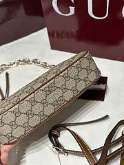 Gucci GG Emblem Small Shoulder Bag In Beige And Dark Brown Fabric - 24x16.5x5.5cm - 3