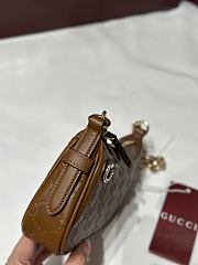 Gucci GG Emblem Mini Shoulder Bag In Brown GG Leather - 19x12x4cm - 3