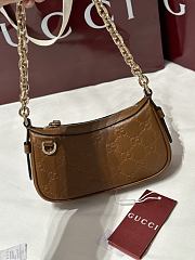Gucci GG Emblem Mini Shoulder Bag In Brown GG Leather - 19x12x4cm - 4