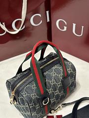 Gucci Mini GG Handbag In Navy And White GG Denim - 20x13x13cm - 6