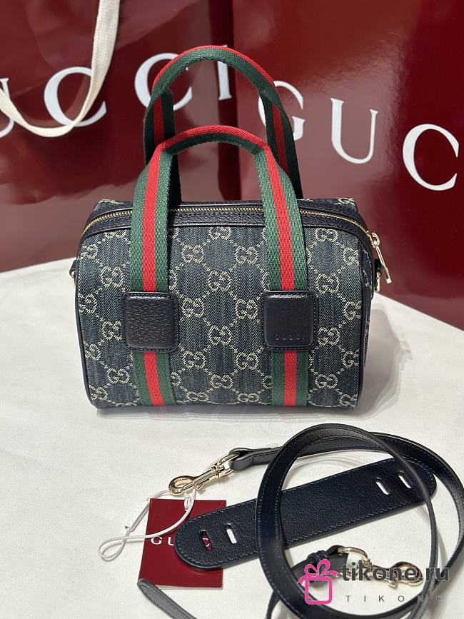 Gucci Mini GG Handbag In Navy And White GG Denim - 20x13x13cm - 1