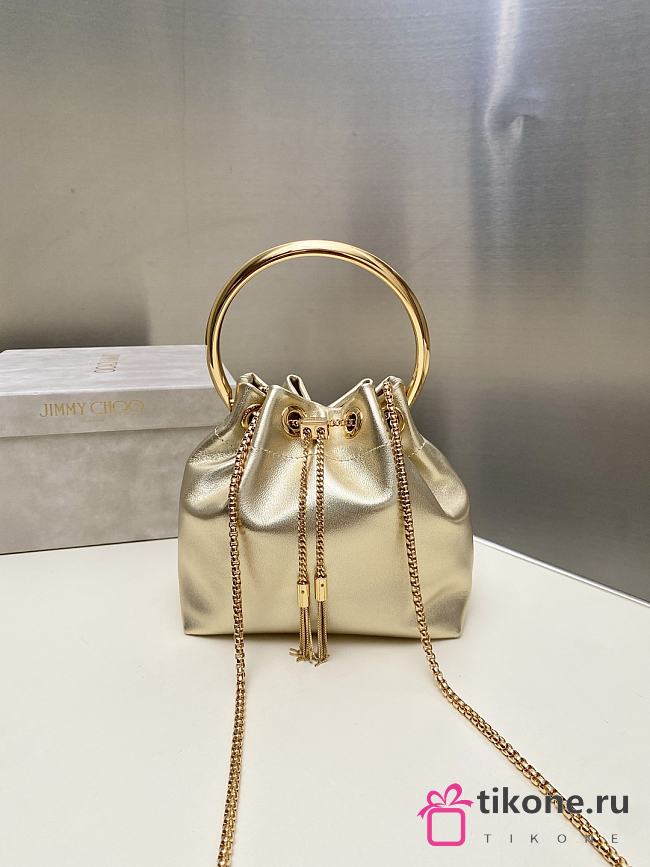 Jimmy Choo Nappa Mini Bag Micro Bon Bon Gold Metallic - 16x16x9cm - 1
