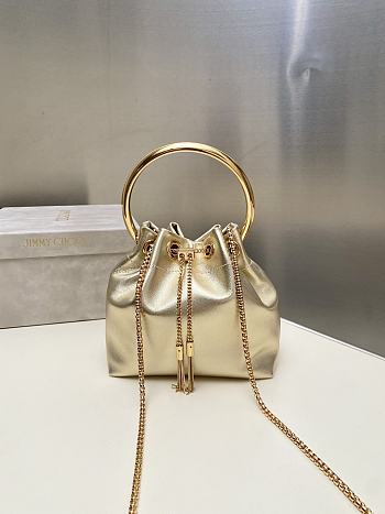 Jimmy Choo Nappa Mini Bag Micro Bon Bon Gold Metallic - 16x16x9cm