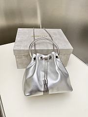 Jimmy Choo Nappa Mini Bag Micro Bon Bon Silver Metallic - 16x16x9cm - 6