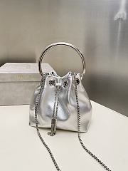 Jimmy Choo Nappa Mini Bag Micro Bon Bon Silver Metallic - 16x16x9cm - 4