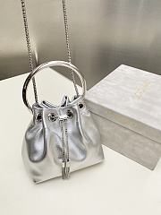 Jimmy Choo Nappa Mini Bag Micro Bon Bon Silver Metallic - 16x16x9cm - 3