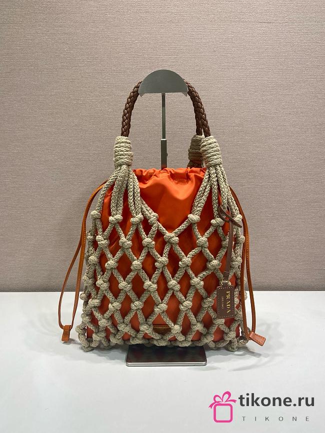 Prada Medium Noue Tote Bag Orange 1BC111 - 37x30cm - 1