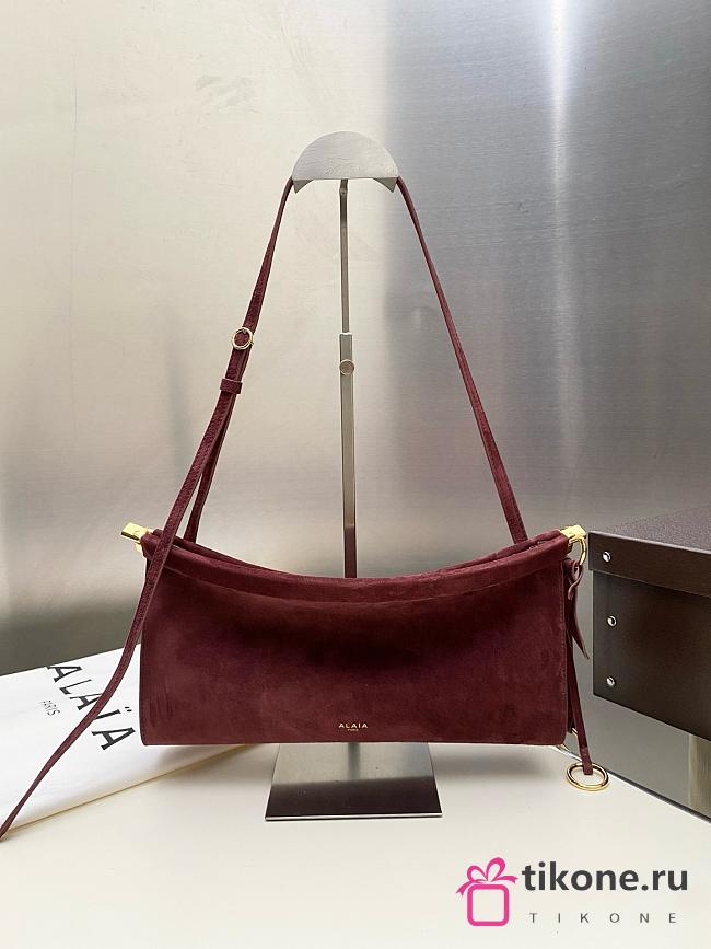 Alaia Le Click East West Medium Bag In Nubuck Burgundy - 30x14x9cm - 1