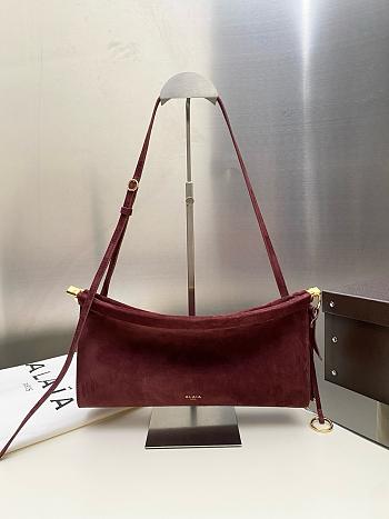 Alaia Le Click East West Medium Bag In Nubuck Burgundy - 30x14x9cm