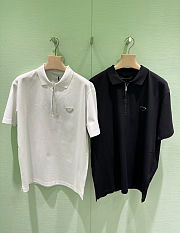 Prada Piqué polo shirt with Re-Nylon details black/ white - 1
