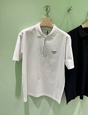 Prada Piqué polo shirt with Re-Nylon details black/ white - 3