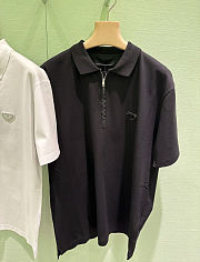 Prada Piqué polo shirt with Re-Nylon details black/ white - 2