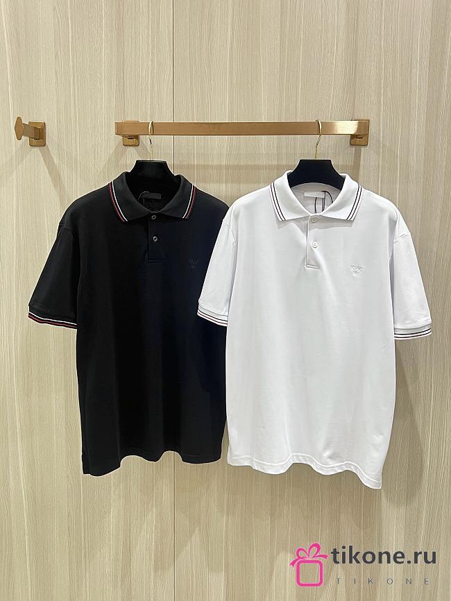 Prada Short-sleeved piqué polo shirt black/ white  - 1