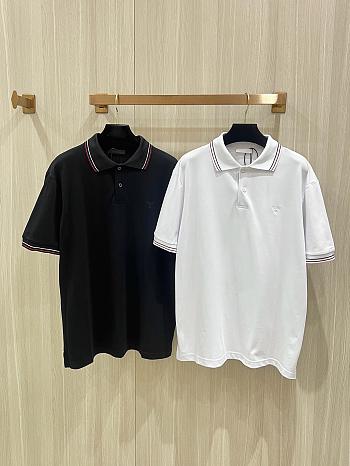 Prada Short-sleeved piqué polo shirt black/ white 