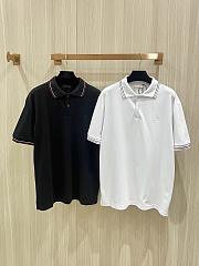 Prada Short-sleeved piqué polo shirt black/ white  - 5