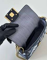 Fendi Baguette Mini Blue Canvas Bag with FF Embroidery - 20x13x5cm - 5