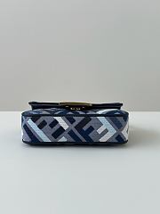 Fendi Baguette Mini Blue Canvas Bag with FF Embroidery - 20x13x5cm - 4