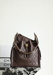 Chanel 25 Medium Handbag Grained Calfskin Gold Tone Metal Dark Brown - 40x30x15cm - 1