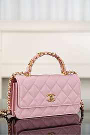 Chanel Clutch With Chain Grained Shiny Calfskin & Gold Tone Metal Light Pink - 18.5x11x6cm - 4