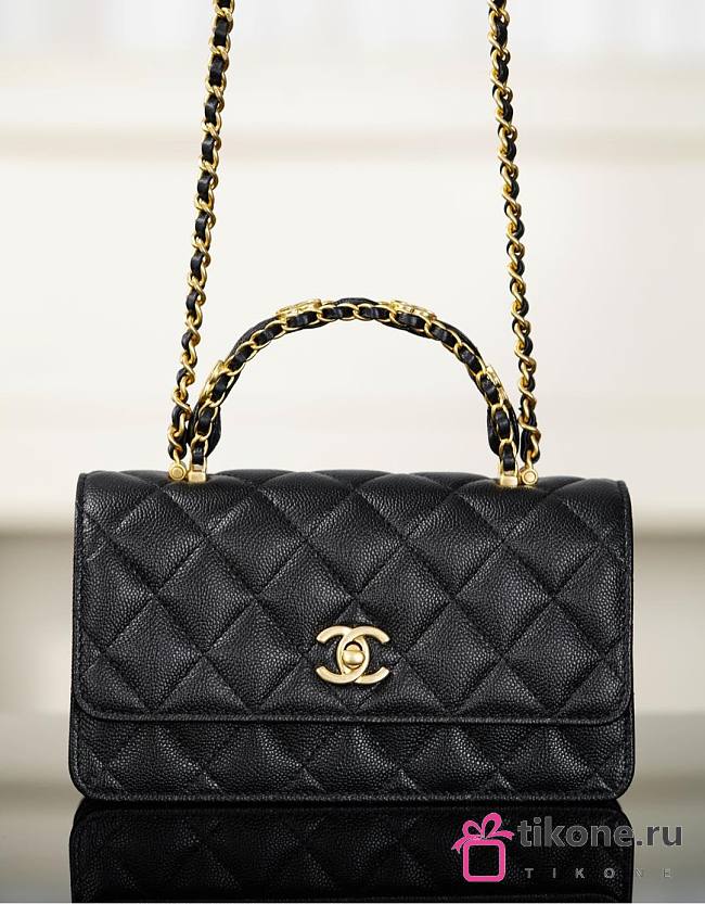 Chanel Clutch With Chain Grained Shiny Calfskin & Gold Tone Metal Black - 18.5x11x6cm - 1